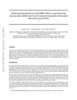 Denoising Simulated Low-Field MRI (70mT) using Denoising Autoencoders
  (DAE) and Cycle-Consistent Generative Adversarial Networks (Cycle-GAN)