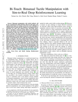 Bi-Touch: Bimanual Tactile Manipulation with Sim-to-Real Deep
  Reinforcement Learning