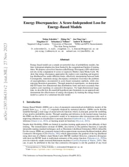Energy Discrepancies: A Score-Independent Loss for Energy-Based Models