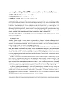 Assessing the Ability of ChatGPT to Screen Articles for Systematic
  Reviews