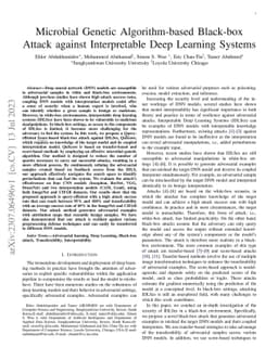 Microbial Genetic Algorithm-based Black-box Attack against Interpretable
  Deep Learning Systems