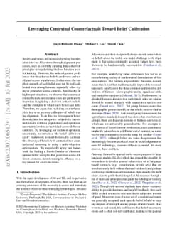 Leveraging Contextual Counterfactuals Toward Belief Calibration