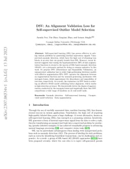 DSV: An Alignment Validation Loss for Self-supervised Outlier Model
  Selection