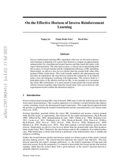 On the Effective Horizon of Inverse Reinforcement Learning