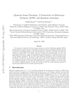 Quantum Image Denoising: A Framework via Boltzmann Machines, QUBO, and
  Quantum Annealing