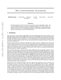 TPU as Cryptographic Accelerator
