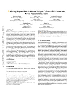 Going Beyond Local: Global Graph-Enhanced Personalized News
  Recommendations