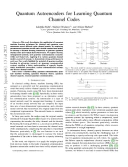 Quantum Autoencoders for Learning Quantum Channel Codes