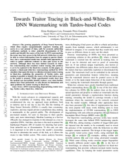 Towards Traitor Tracing in Black-and-White-Box DNN Watermarking with
  Tardos-based Codes