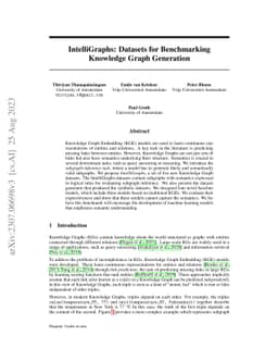 IntelliGraphs: Datasets for Benchmarking Knowledge Graph Generation