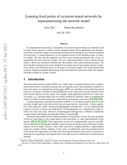 Learning fixed points of recurrent neural networks by reparameterizing
  the network model