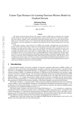 Cramer Type Distances for Learning Gaussian Mixture Models by Gradient
  Descent