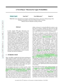 A Novel Bayes' Theorem for Upper Probabilities