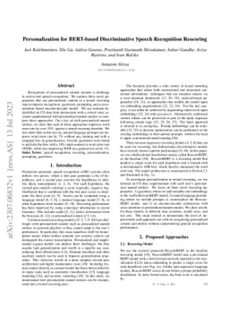 Personalization for BERT-based Discriminative Speech Recognition
  Rescoring