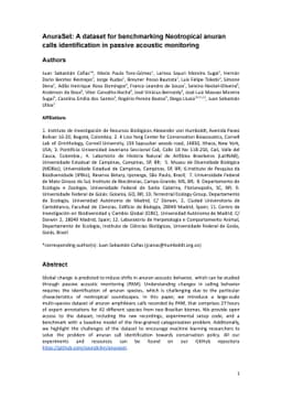 AnuraSet: A dataset for benchmarking Neotropical anuran calls
  identification in passive acoustic monitoring