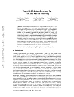 Embodied Lifelong Learning for Task and Motion Planning