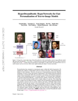 HyperDreamBooth: HyperNetworks for Fast Personalization of Text-to-Image
  Models