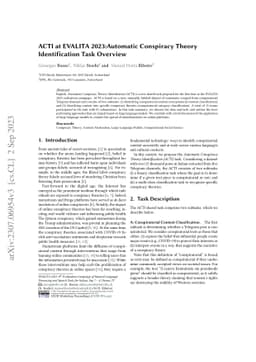 ACTI at EVALITA 2023: Overview of the Conspiracy Theory Identification
  Task