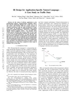 IR Design for Application-Specific Natural Language: A Case Study on
  Traffic Data
