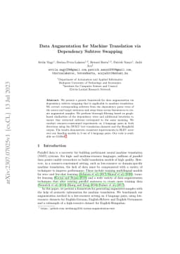 Data Augmentation for Machine Translation via Dependency Subtree
  Swapping