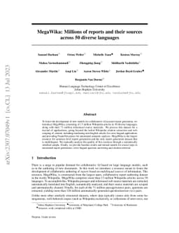 MegaWika: Millions of reports and their sources across 50 diverse
  languages