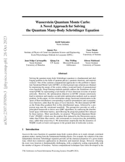 Wasserstein Quantum Monte Carlo: A Novel Approach for Solving the
  Quantum Many-Body Schrödinger Equation