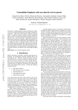 Controllable Emphasis with zero data for text-to-speech