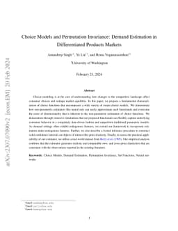 Choice Models and Permutation Invariance: Demand Estimation in
  Differentiated Products Markets