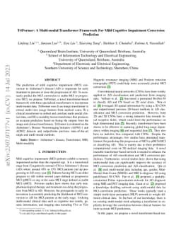 TriFormer: A Multi-modal Transformer Framework For Mild Cognitive
  Impairment Conversion Prediction