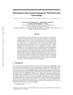 Benchmarks and Custom Package for Electrical Load Forecasting