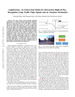 LightFormer: An End-to-End Model for Intersection Right-of-Way
  Recognition Using Traffic Light Signals and an Attention Mechanism