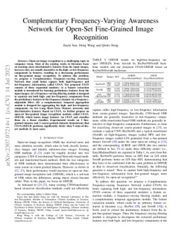 Complementary Frequency-Varying Awareness Network for Open-Set Fine-Grained Image Recognition