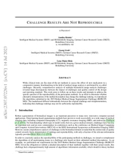 Challenge Results Are Not Reproducible