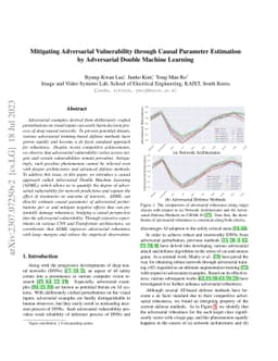 Mitigating Adversarial Vulnerability through Causal Parameter Estimation
  by Adversarial Double Machine Learning