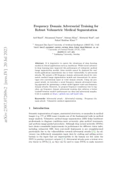 Frequency Domain Adversarial Training for Robust Volumetric Medical
  Segmentation