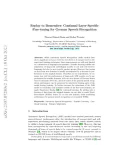 Replay to Remember: Continual Layer-Specific Fine-tuning for German
  Speech Recognition