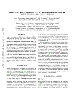 Cloud Detection in Multispectral Satellite Images Using Support Vector
  Machines With Quantum Kernels