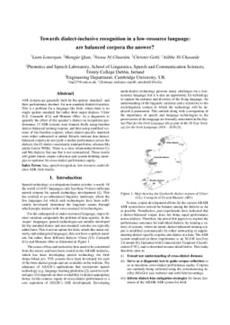 Towards dialect-inclusive recognition in a low-resource language: are
  balanced corpora the answer?