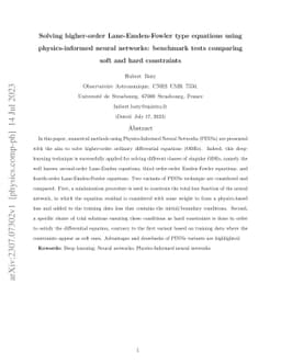 Solving higher-order Lane-Emden-Fowler type equations using
  physics-informed neural networks: benchmark tests comparing soft and hard
  constraints