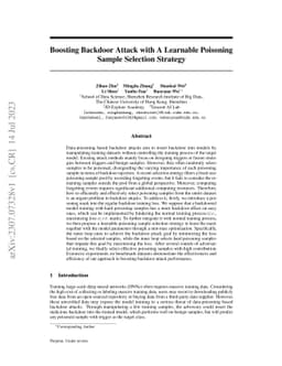 Boosting Backdoor Attack with A Learnable Poisoning Sample Selection
  Strategy