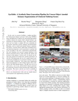 SynTable: A Synthetic Data Generation Pipeline for Unseen Object Amodal
  Instance Segmentation of Cluttered Tabletop Scenes
