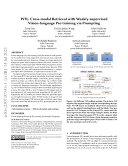 PiTL: Cross-modal Retrieval with Weakly-supervised Vision-language
  Pre-training via Prompting