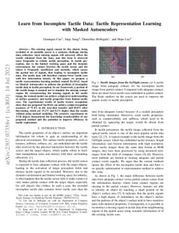 Learn from Incomplete Tactile Data: Tactile Representation Learning with
  Masked Autoencoders