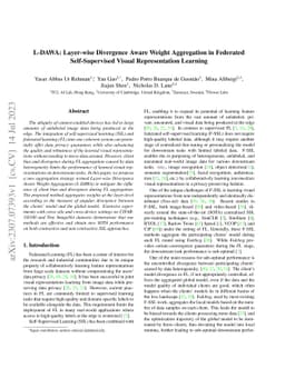 L-DAWA: Layer-wise Divergence Aware Weight Aggregation in Federated
  Self-Supervised Visual Representation Learning