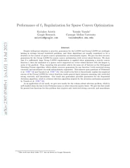 Performance of $\ell_1$ Regularization for Sparse Convex Optimization