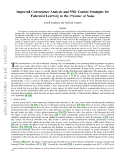 Improved Convergence Analysis and SNR Control Strategies for Federated
  Learning in the Presence of Noise