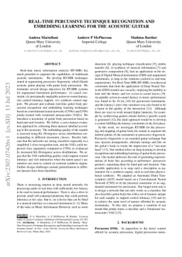 Real-time Percussive Technique Recognition and Embedding Learning for
  the Acoustic Guitar