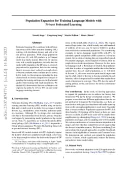 Population Expansion for Training Language Models with Private Federated
  Learning