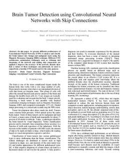 Brain Tumor Detection using Convolutional Neural Networks with Skip
  Connections