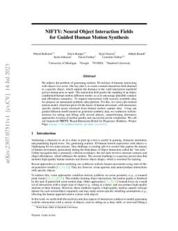 NIFTY: Neural Object Interaction Fields for Guided Human Motion
  Synthesis